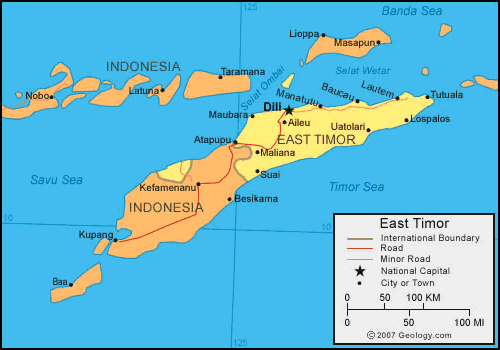 politique carte du Timor Oriental